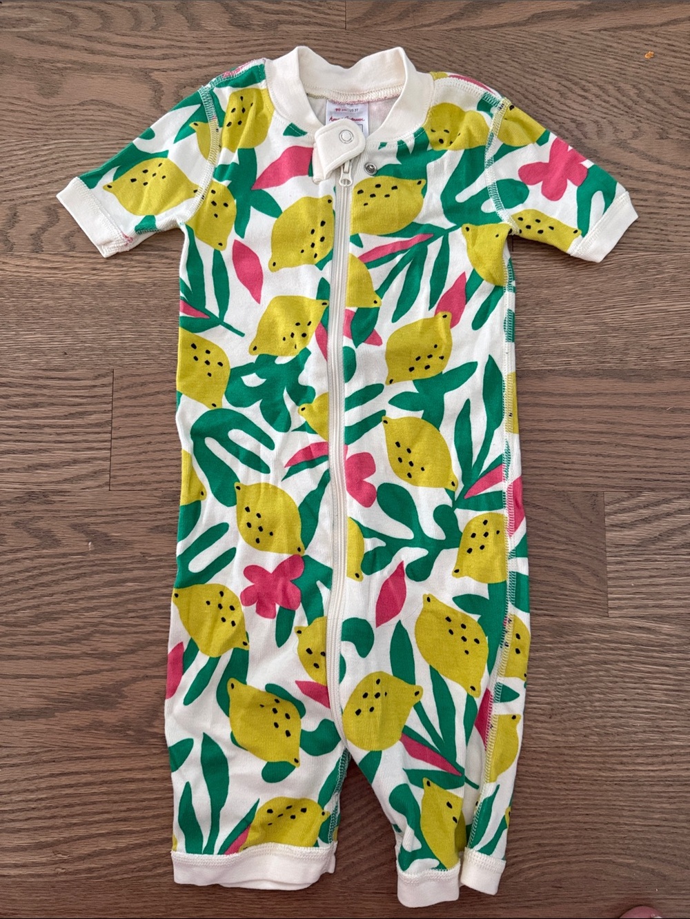 Hanna Andersson Short-Sleeve One-Piece Romper in Lemon Print 3T
